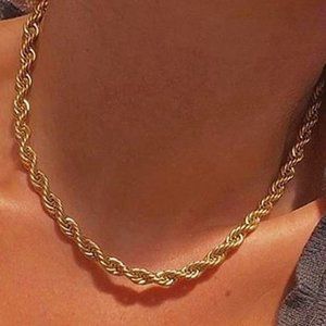 Gold Twisted Necklace for men or women